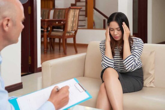 Woman at psychological therapy session